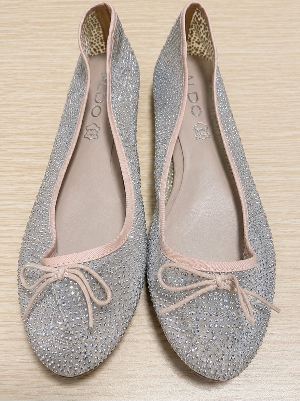 ALDO Caossi Rhinestone Mesh Ballet Flats Nude Pink Sz 7 NWOT
